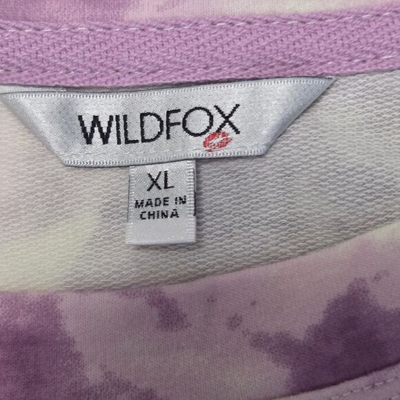 Wildfox Womens Relaxed Fit Super Soft Sweatshirt And Short Lounge Set  XL Purple - Picture 2 of 7